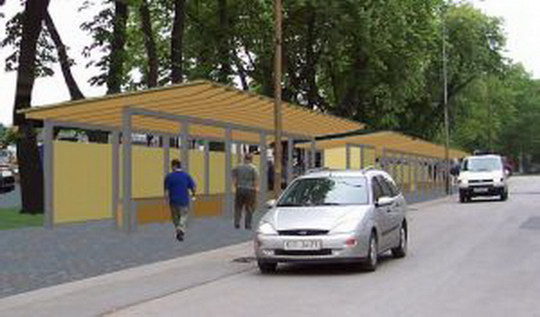 Městská tržnice a prodejci zeleniny