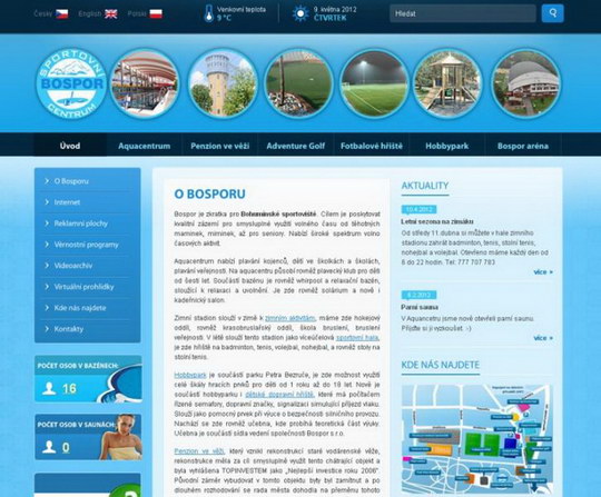 Sportovně-relaxační Bospor převlékl internetové stránky do moderního kabátu