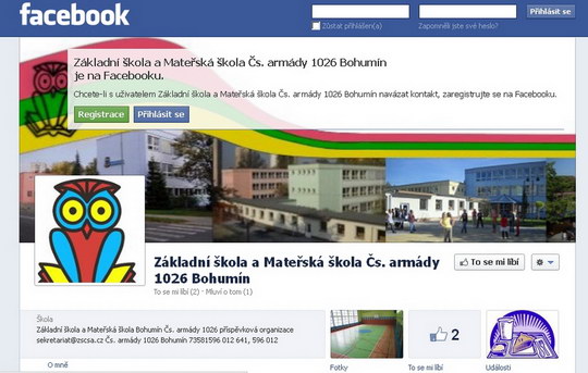 Základní škola ČSA v Novém Bohumíně má od října svůj vlastní profil na facebooku