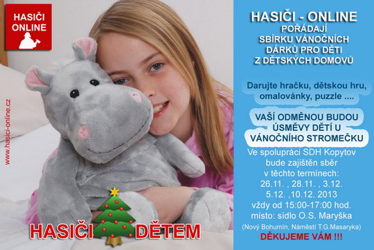 Hasiči s Maryškou sbírají dárky pro děti z domovů