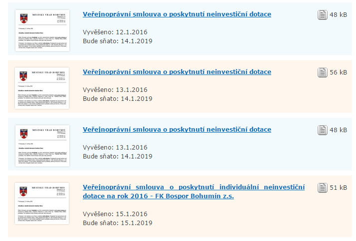 Dokumentace datové sady Úřední deska