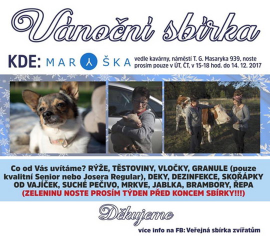 Vánoční sbírka krmiva přilepší zvířecím veteránům