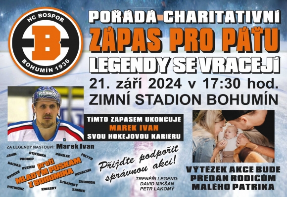 Hokejová sezóna začne benefičním utkáním Legend a Mladých pušek