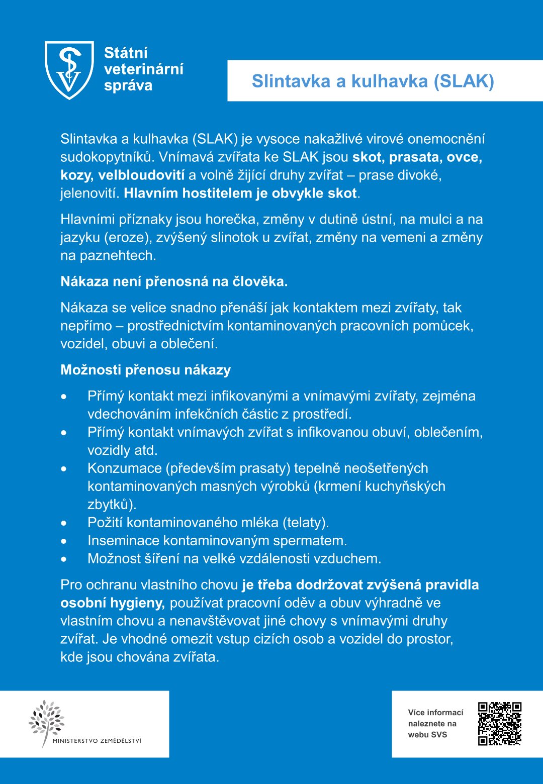 Informační kampaň varuje před kulhavkou a slintavkou