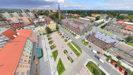 Centrum Nowego Bogumina z lotu ptaka - Zwiedzanie wirtualne